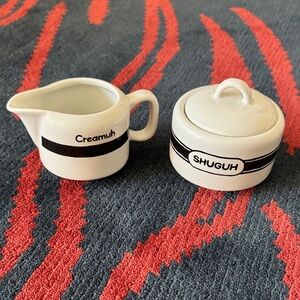 Cream & Sugar Set Creamuh Shugah Fishs Eddy Brooklynese RARE Kristina Sacci